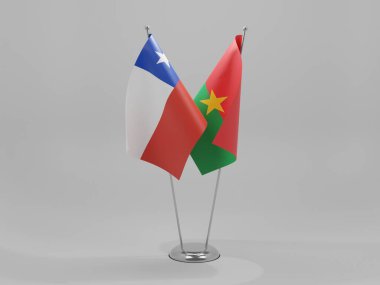 Burkina Faso - Şili İşbirliği Bayrakları, Beyaz Arkaplan - 3D Render