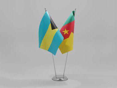 Kamerun - Bahamalar İşbirliği Bayrakları, Beyaz Arkaplan - 3D Render