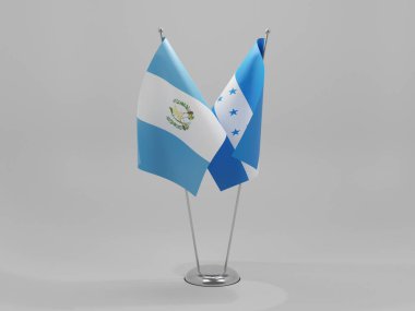 Honduras - Guatemala İşbirliği Bayrakları, Beyaz Arkaplan - 3D Render