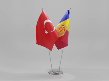 Andorra - Türkiye İşbirliği Bayrakları, Beyaz Arkaplan - 3D Hazırlama