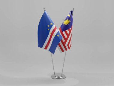 Malezya - Cape Verde İşbirliği Bayrakları, Beyaz Arkaplan - 3D Render