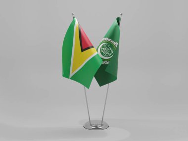 Arap Birliği - Guyana İşbirliği Bayrakları, Beyaz Arkaplan - 3D Render