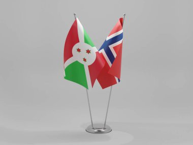 Norveç - Burundi İşbirliği Bayrakları, Beyaz Arkaplan - 3D Render