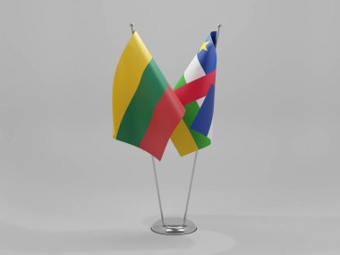 Orta Afrika Cumhuriyeti - Litvanya İşbirliği Bayrakları, Beyaz Arkaplan - 3D Render