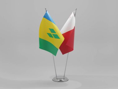 Malta - Saint Vincent ve The Grenadines İşbirliği Bayrakları, Beyaz Arkaplan - 3D