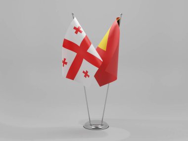 Doğu Timor - Georgia İşbirliği Bayrakları, Beyaz Arkaplan - 3D Render