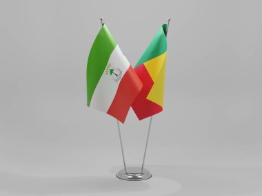 Benin - Ekvator Ginesi İşbirliği Bayrakları, Beyaz Arkaplan - 3D Yapılandırma