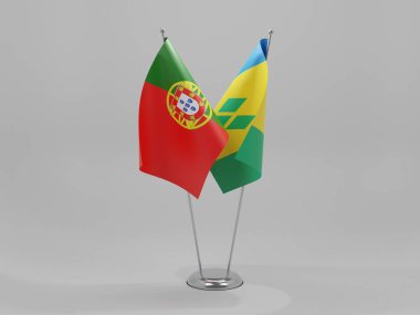 Saint Vincent ve The Grenadines - Portekiz İşbirliği Bayrakları, Beyaz Arkaplan - 3D