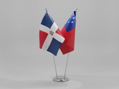 Samoa - Dominik Cumhuriyeti İşbirliği Bayrakları, Beyaz Arkaplan - 3D Render