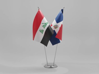 Dominik Cumhuriyeti - Irak İşbirliği Bayrakları, Beyaz Arkaplan - 3D Yapılandırma