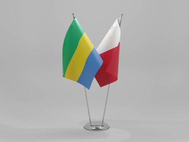 Malta - Gabon İşbirliği Bayrakları, Beyaz Arkaplan - 3D Render