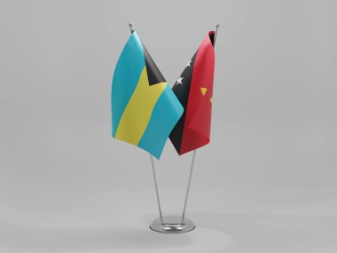 Papua Yeni Gine - Bahamalar İşbirliği Bayrakları, Beyaz Arkaplan - 3D Yapılandırma