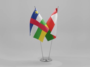 Umman - Orta Afrika Cumhuriyeti İşbirliği Bayrakları, Beyaz Arkaplan - 3D Render