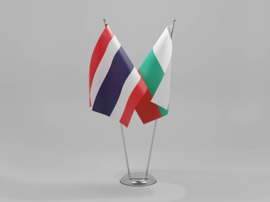 Bulgaristan - Tayland İşbirliği Bayrakları, Beyaz Arkaplan - 3D Hazırlama