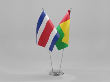 Gine Bissau - Kosta Rika İşbirliği Bayrakları, Beyaz Arkaplan - 3D Render