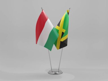 Jamaika - Macaristan İşbirliği Bayrakları, Beyaz Arkaplan - 3D Render