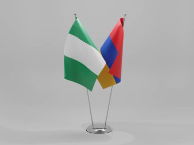 Ermenistan - Nijerya İşbirliği Bayrakları, Beyaz Arkaplan - 3D Render