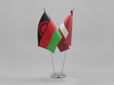 Letonya - Malavi İşbirliği Bayrakları, Beyaz Arkaplan - 3B Render