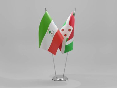 Burundi - Ekvator Ginesi İşbirliği Bayrakları, Beyaz Arkaplan - 3D Render