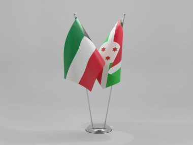 Burundi - Kuveyt İşbirliği Bayrakları, Beyaz Arkaplan - 3D Render