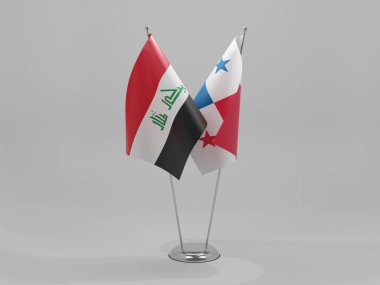 Panama - Irak İşbirliği Bayrakları, Beyaz Arkaplan - 3D Yapılandırma
