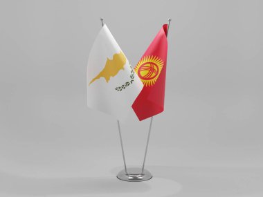 Kırgızistan - Kıbrıs İşbirliği Bayrakları, Beyaz Arkaplan - 3D Render