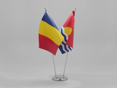 Kiribati - Chad İşbirliği Bayrakları, Beyaz Arkaplan - 3D Render