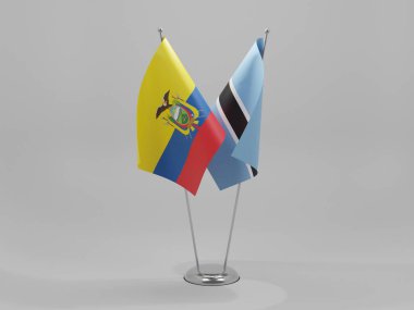 Botswana - Ekvador İşbirliği Bayrakları, Beyaz Arkaplan - 3D Render
