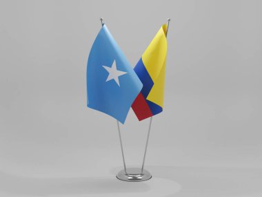 Kolombiya - Somali İşbirliği Bayrakları, Beyaz Arkaplan - 3D Render