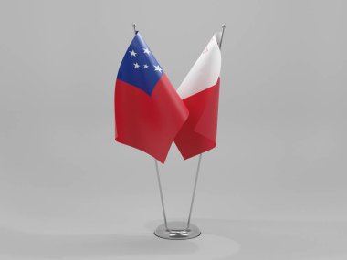 Malta - Samoa İşbirliği Bayrakları, Beyaz Arkaplan - 3D Render