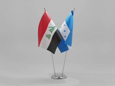 Honduras - Irak İşbirliği Bayrakları, Beyaz Arkaplan - 3D Yapılandırma