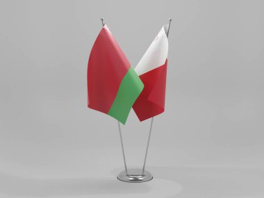 Malta - Belarus İşbirliği Bayrakları, Beyaz Arkaplan - 3D Render