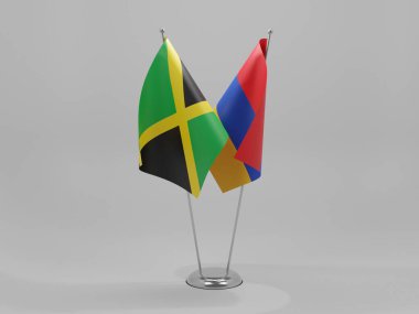 Ermenistan - Jamaika İşbirliği Bayrakları, Beyaz Arkaplan - 3D Render