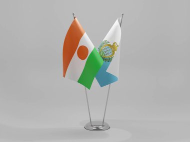 San Marino - Nijer İşbirliği Bayrakları, Beyaz Arkaplan - 3D Render