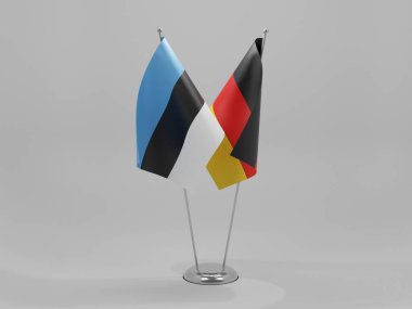 Almanya - Estonya İşbirliği Bayrakları, Beyaz Arkaplan - 3D Hazırlama