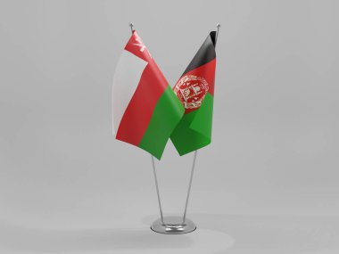 Afganistan - Umman İşbirliği Bayrakları, Beyaz Arkaplan - 3D Yapılandırma
