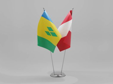 Peru - Saint Vincent ve The Grenadines İşbirliği Bayrakları, Beyaz Arkaplan - 3D