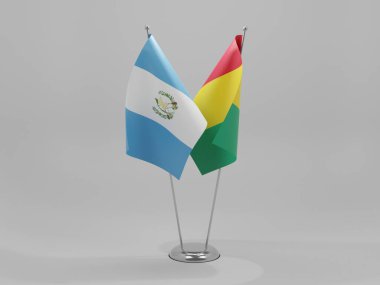Gine - Guatemala İşbirliği Bayrakları, Beyaz Arkaplan - 3D Render