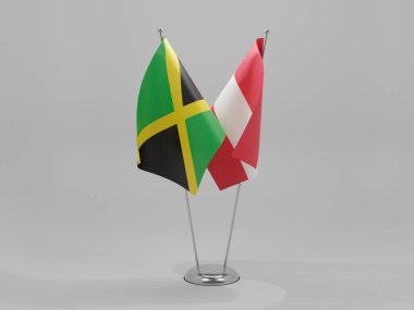 Avusturya - Jamaika İşbirliği Bayrakları, Beyaz Arkaplan - 3D Hazırlama