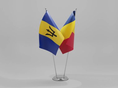 Chad - Barbados İşbirliği Bayrakları, Beyaz Arkaplan - 3D Render