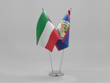 Belize - Kuveyt İşbirliği Bayrakları, Beyaz Arkaplan - 3B Render