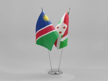 Burundi - Namibya İşbirliği Bayrakları, Beyaz Arkaplan - 3D Render