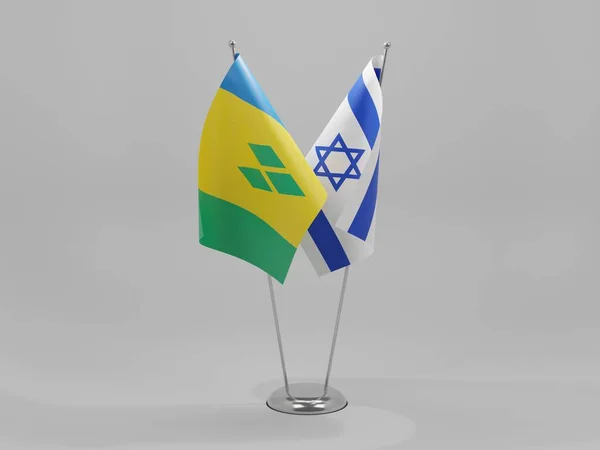 Israël Saint Vincent Grenadines Samenwerking Vlaggen Witte Achtergrond Render — Stockfoto