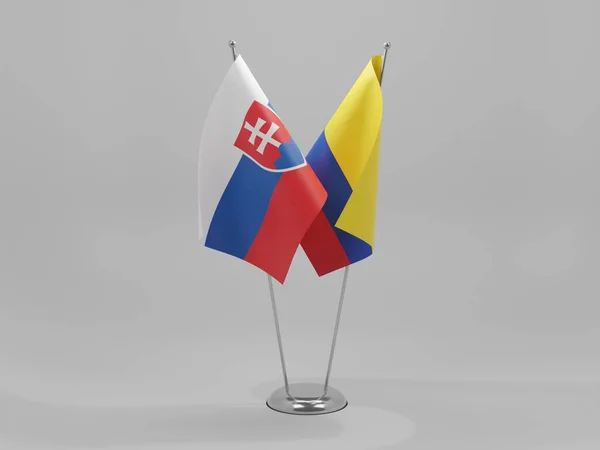 Colombia Slovakia Cooperation Flags White Background Render — Stock Photo, Image