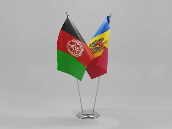 Μολδαβία Αφγανική Συνεργασία Σημαίες Λευκό Φόντο Render — Φωτογραφία Αρχείου