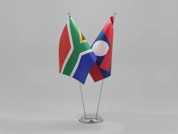 Laosz Dél Afrikai Együttműködés Zászlók Fehér Háttér Render — Stock Fotó