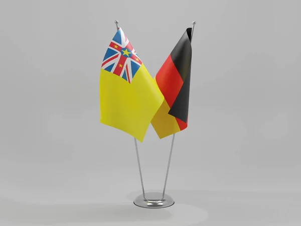 Γερμανία Σημαίες Συνεργασίας Niue Λευκό Φόντο Render — Φωτογραφία Αρχείου