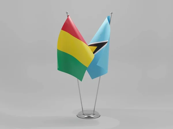 Saint Lucia Guinee Samenwerking Vlaggen Witte Achtergrond Render — Stockfoto