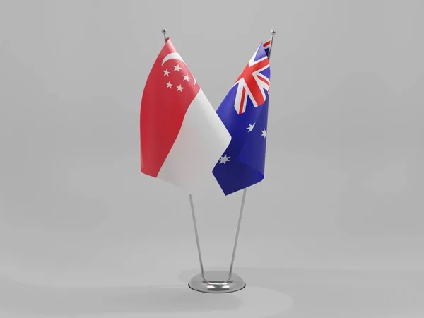Australië Singapore Samenwerking Vlaggen Witte Achtergrond Render — Stockfoto