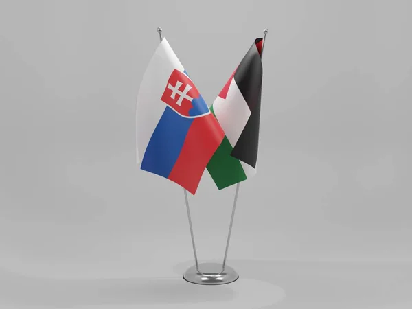 Palestine Slovakia Cooperation Flags White Background Render — Stock Photo, Image